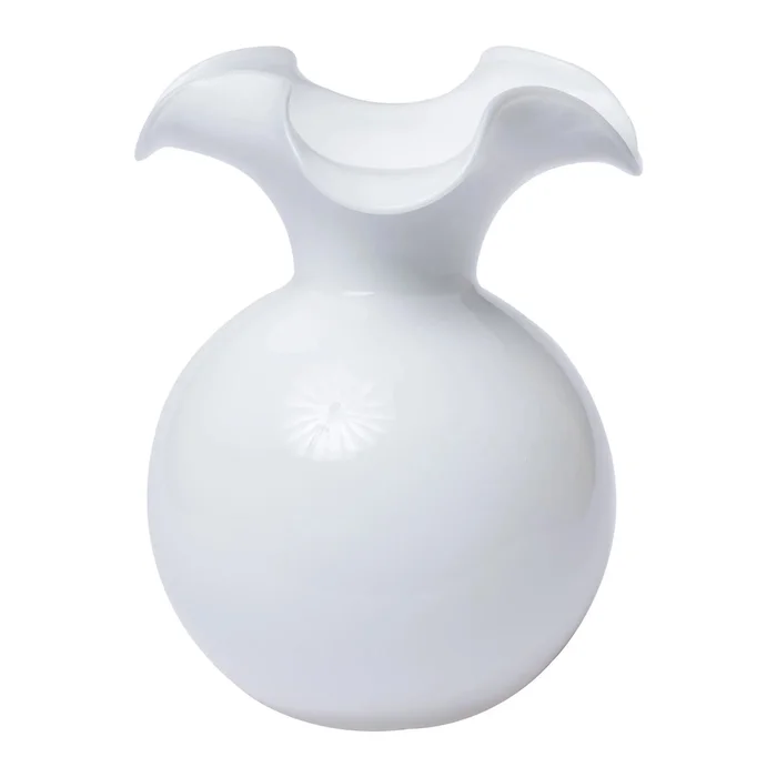 Vietri Hibiscus Glass White Medium Fluted Vase
