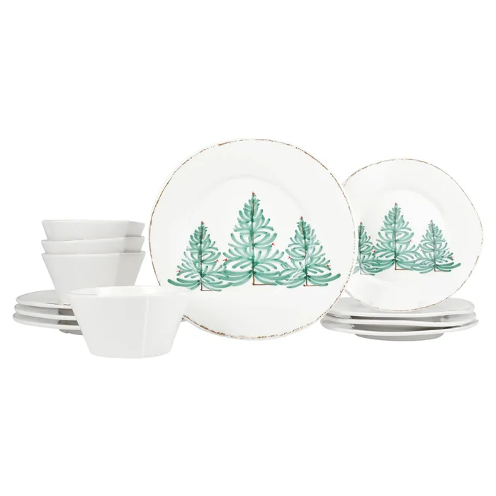 Vietri Lastra Holiday Melamine 12 Piece Place Setting