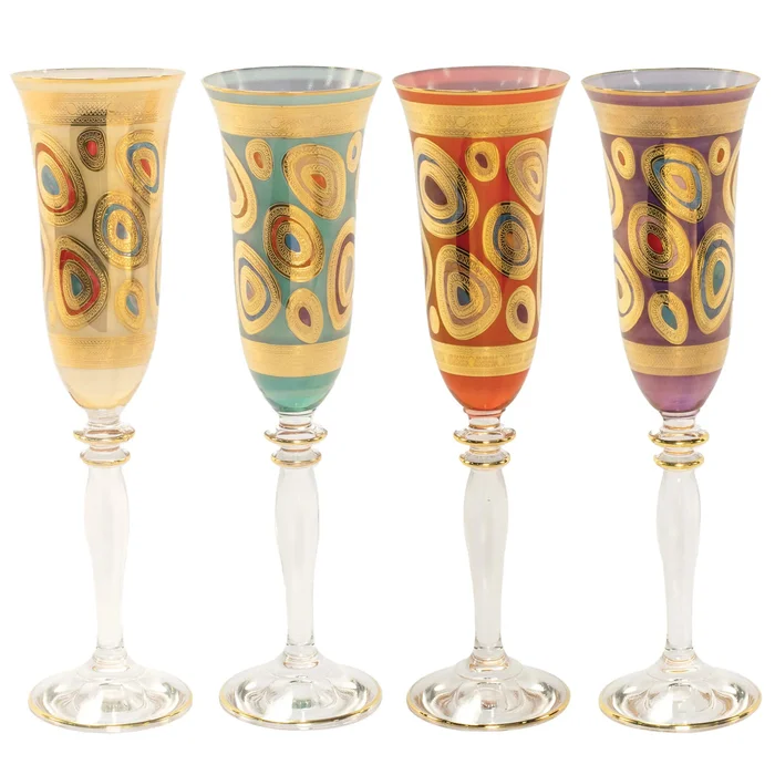 Vietri Regalia Assorted Champagne Flute, Set Of 4