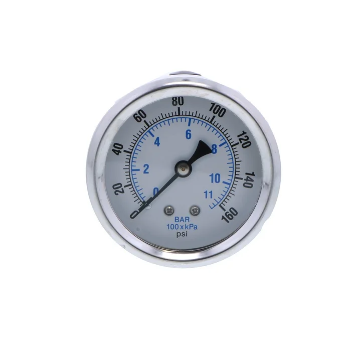 Water Pressure Gauge 160 PSI, 1/4″ MPT, 2.5″ Plastic Dial, Center Mount, SS Case