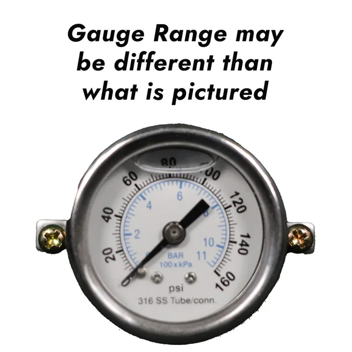 Water Pressure Gauge 160 PSI, 1/8″ MPT, 1.5″ Plastic Dial, Center Back Uclamp, SS Case