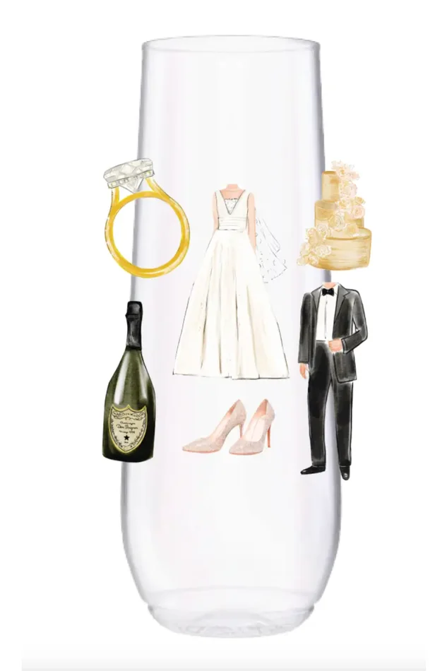 WEDDING COLLAGE 9OZ CHAMPAGNE FLUTE (4PK)
