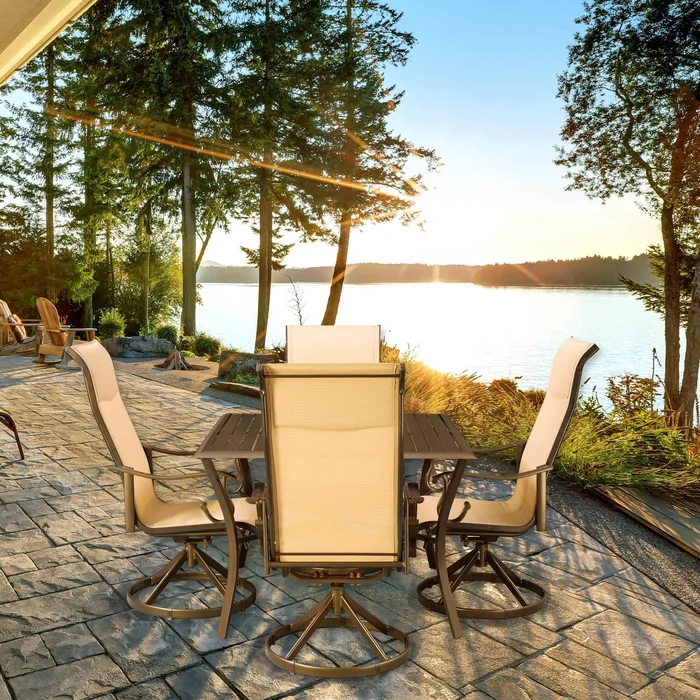 Westin 5pc Aluminum & Padded Sling Swivel Dining Set