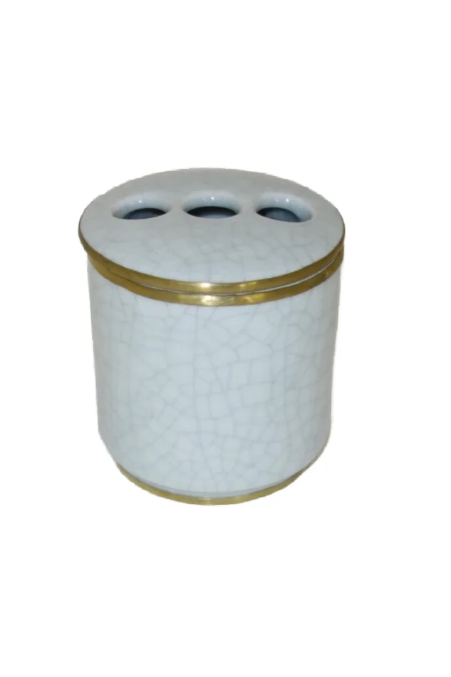 White Crackle Tooth Brush Holder