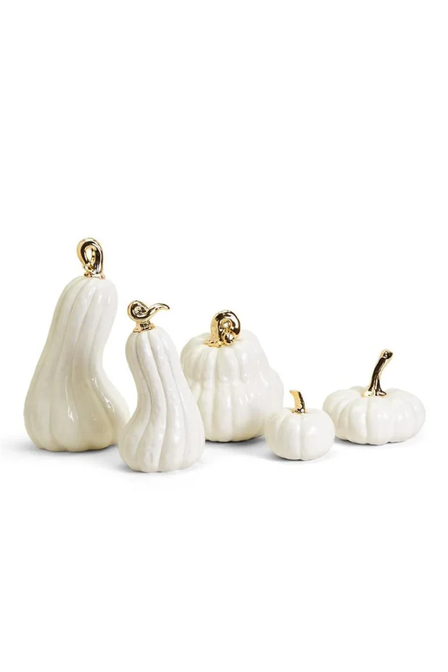 White Pumpkin With Gold Stem-S