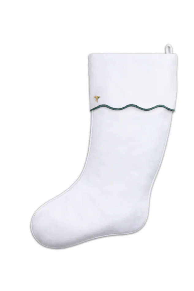 WHITE SCALLOPED CHRISTMAS STOCKING