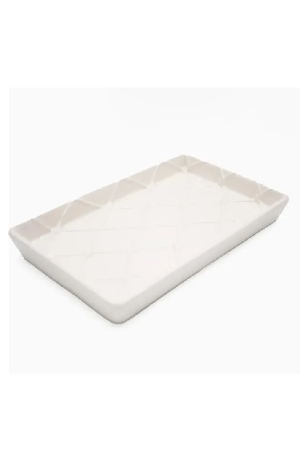 WHITE TEXTURED GUEST TOWEL TRAY