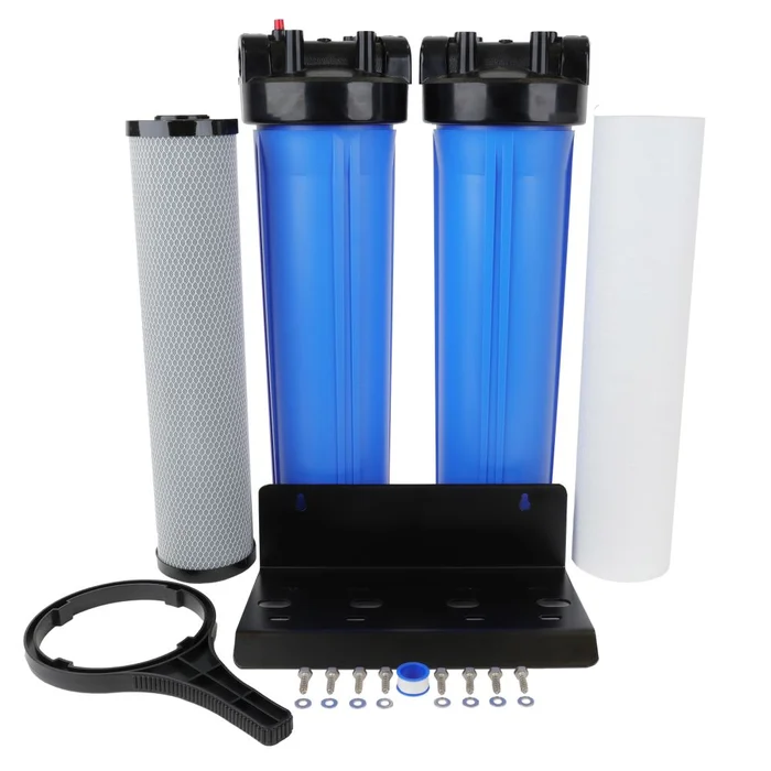 Whole House Water Filter System, 4.5″ x 20″ Twin Filtration Universal Housing 1” RPT Port