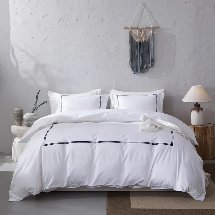 Wholelinens Cotton Sateen 500 TC Hotel Satin Stitch Duvet Cover Set