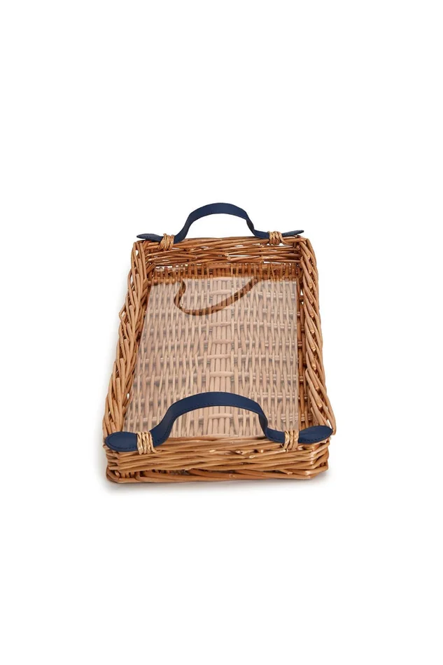 WICKER HANDLED TRAY W/ACRYLIC INSERT