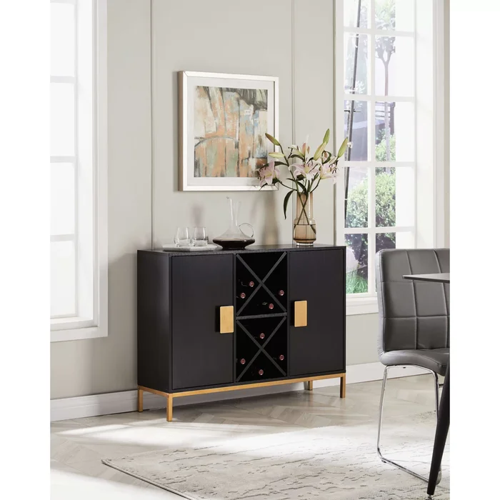 Wine Bar Storage Cabinet, Sideboard Buffet with Wine and Glass Rack