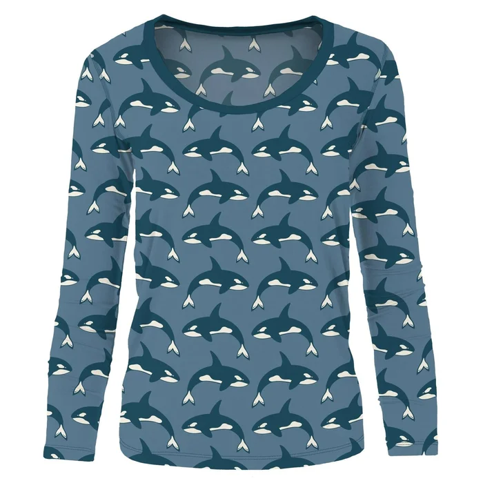 Women’s Scoop Neck Tee (Long Sleeve) – Parisian Blue Orca