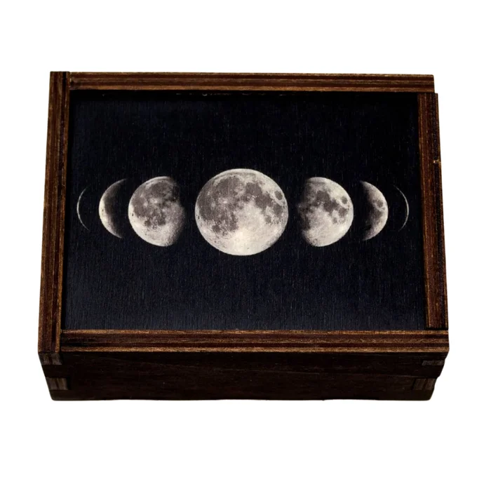 Wooden Box – Moon Phases 4 x 6 Inches