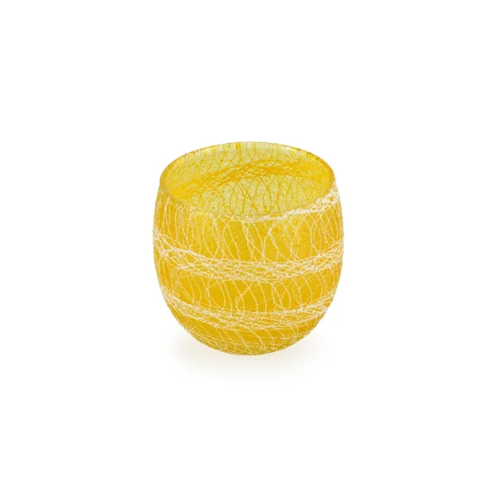 Yellow / White Drizzle Vintage Glassware