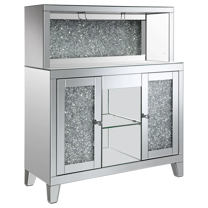 Yvaine Silver 2-door Mirrored Acrylic Home Bar Wine Cabinet