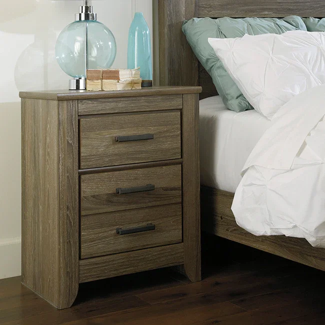 Zelen Two Drawer Grey Night Stand