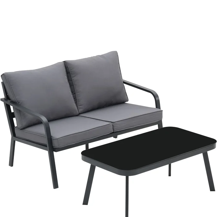 Zenova 4 Piece Aluminum Patio furniture Set Outdoor Sectional Sofa with Coffee Table