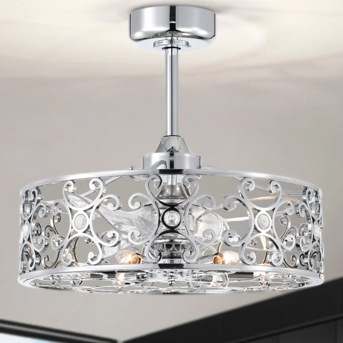Zuzen 23 Inch Chrome Polish Crystal Fandelier with Remote